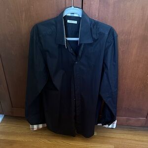 Burberry Brit Black Shirt with Plaid Detail